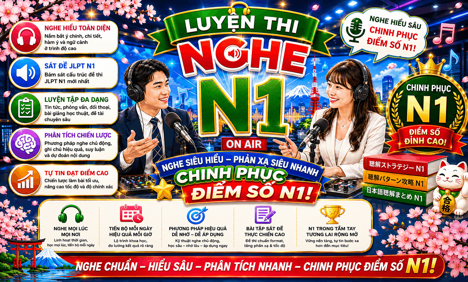 Luyện kỹ năng Nghe N1