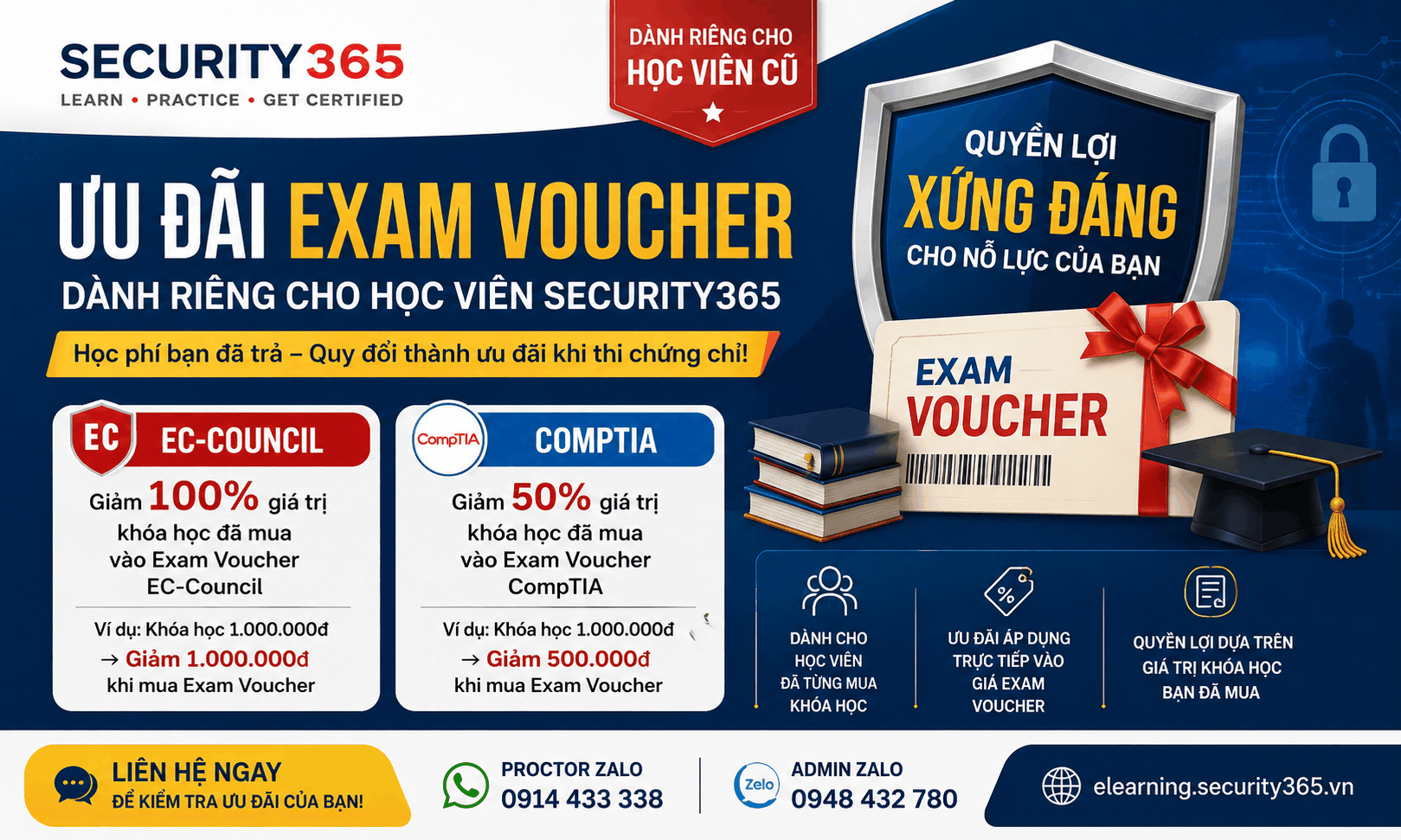 🎓 Quyền lợi Exam Voucher đặc biệt d&agrave;nh cho học vi&ecirc;n Security365