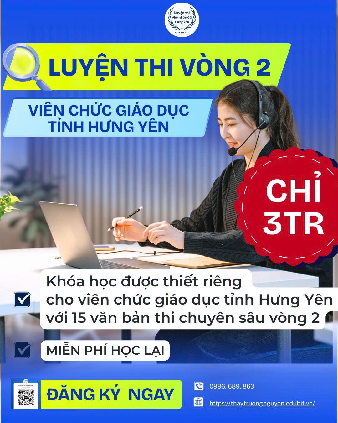 Khóa luyện thi vòng 2 viên chức giáo dục Hưng Yên
