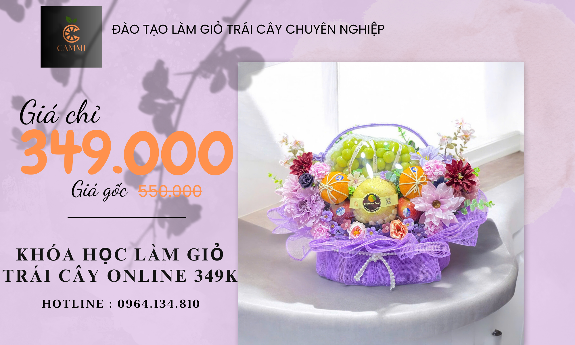 KHÓA HỌC LÀM GIỎ TRÁI CÂY ONLINE TẠI NHÀ 349.000