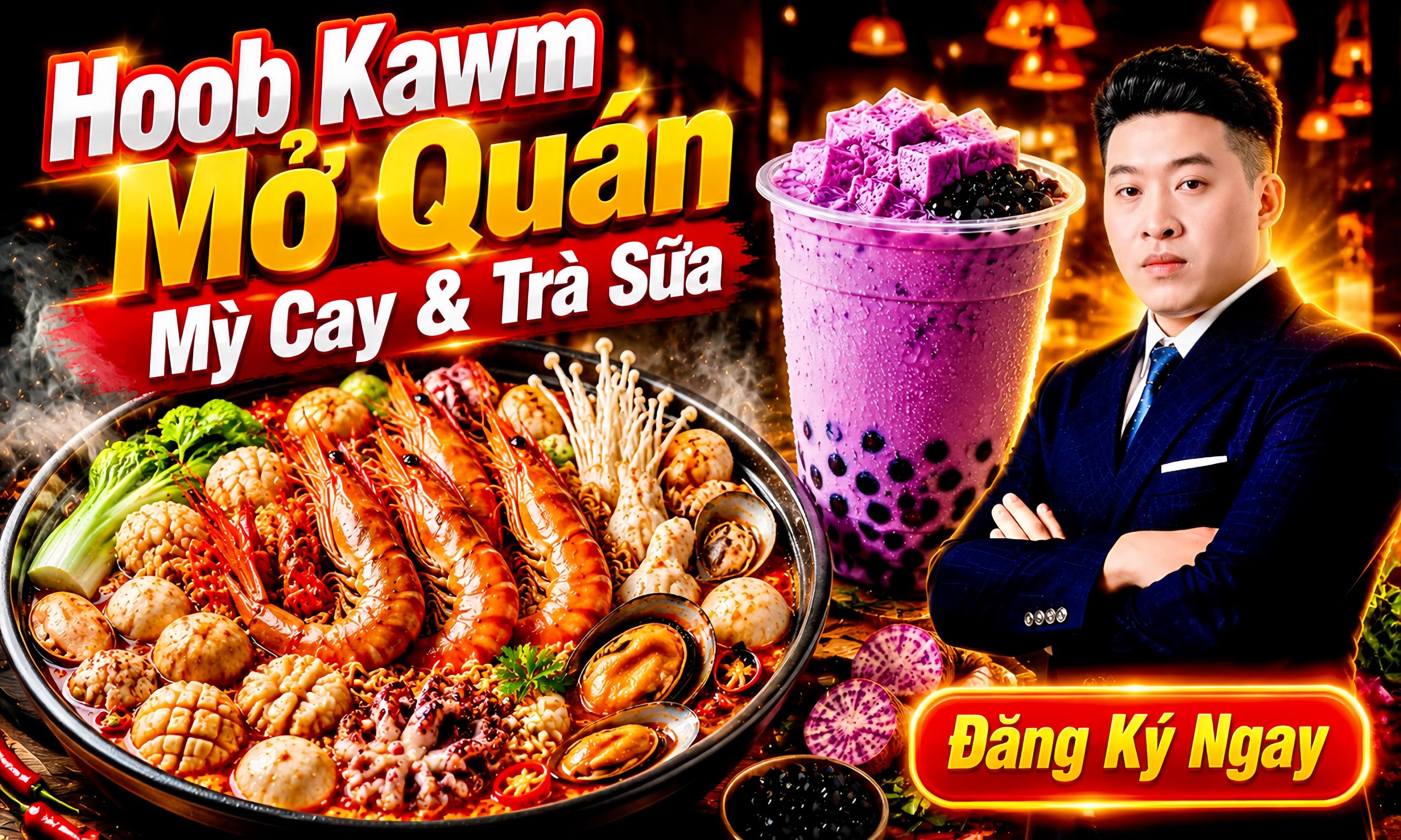 COMBO HOOB KAWM QHIB KHW MỲ CAY & TRÀ SỮA