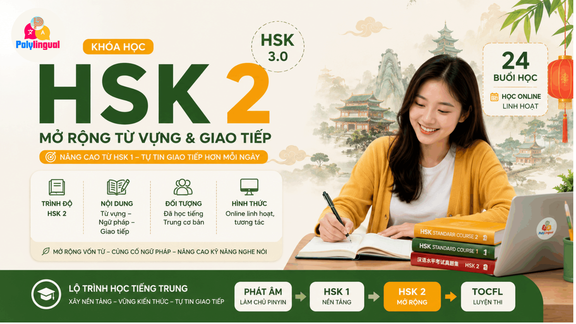HSK 2 (3.0) – MỞ RỘNG TỪ VỰNG & GIAO TIẾP