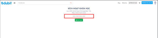 Nhập mã và kích hoạt