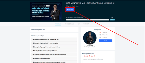 Truy cập website AITeacher