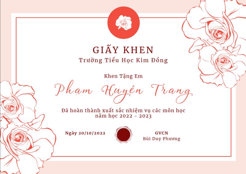 Mẫu giấy khen đẹp nhất