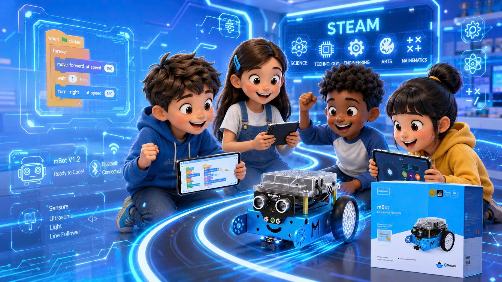 Robot mBot V1.2 Makeblock: Bước Khởi Đầu Hoàn Hảo Cho Hành Trình Lập Trình STEM 