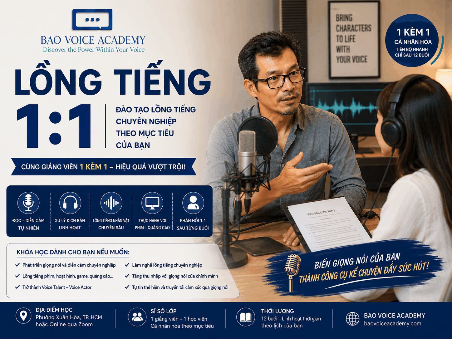 LỒNG TIẾNG 1:1 – CÁ NHÂN HÓA CÙNG BAO VOICE ACADEMY