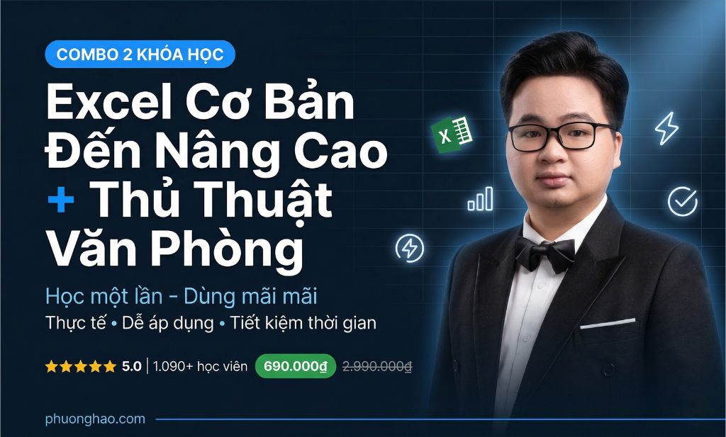 Combo Excel cơ bản tới nâng cao + thủ thuật Excel văn phòng