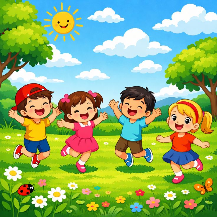 Kids learning English cheerfully